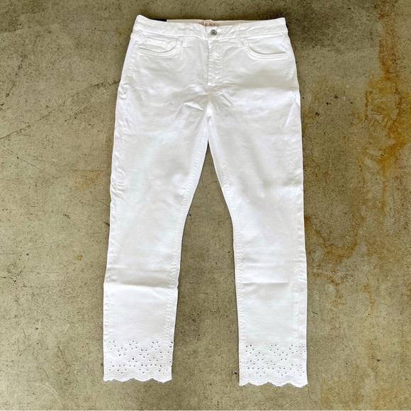 Jen7 by 7 For All Mankind NWT Eyelet-Hem Skinny Ankle Jeans in White - Picture 4 of 9